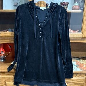 Black Plush Long Sleeve Nightgown/Coverup